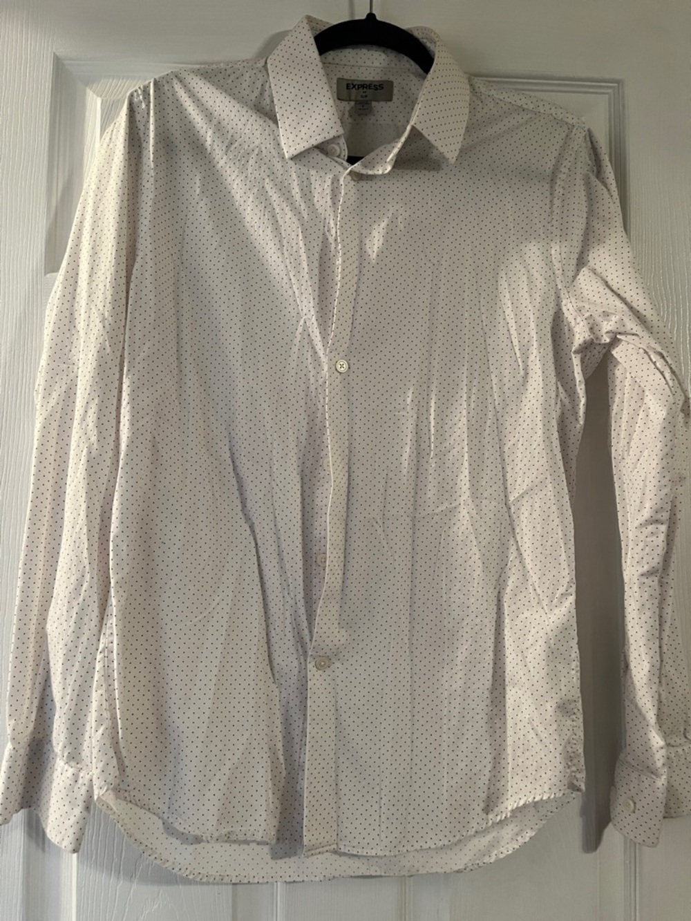 Express Men’s White Shirt with Black Micro Dots 14-14 1/2